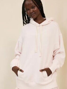 Aerie Oversized Travel Hoodie Pink Petal Longer Length Size M NWT